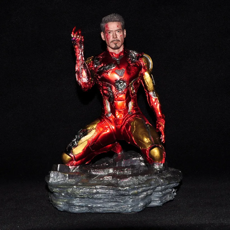 

Marvel Ironman Figure Avengers Endgame Final Battle Resin Statue GK Superhero Iron Man MK85 Kneeling Snapping Fingers 16cm