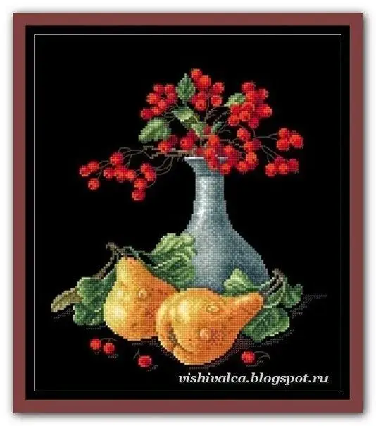 

Cross Stitch Patterns DIY Embroidery Cotton Canvas Needlework Handmade Sewing Counted Pear and Berry Vases 33-35