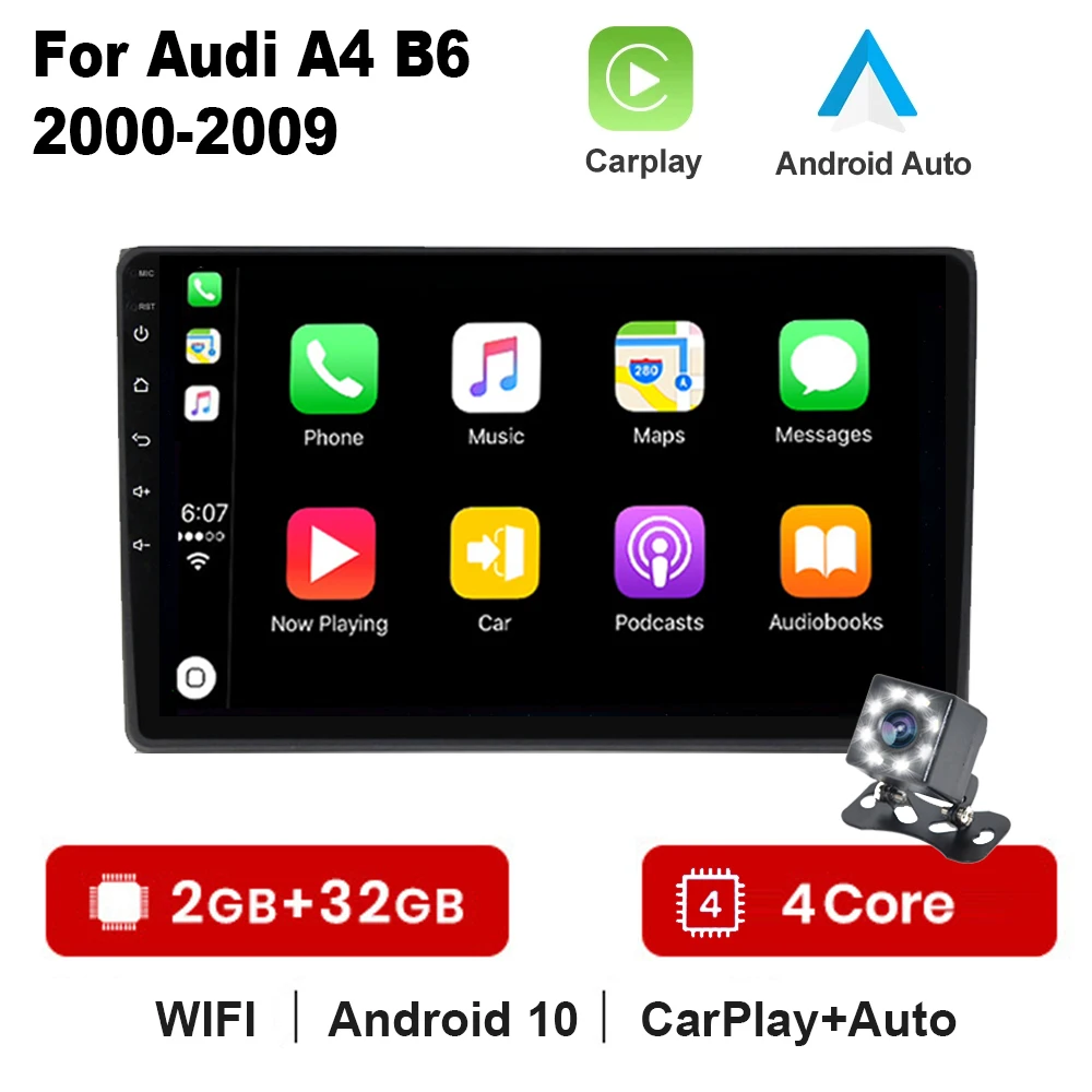 Radio Multimedia con GPS para coche, Radio con reproductor de vídeo, Android, No 2 din, sin dvd, para Audi A4, B6, B7, S4, B7, B6, RS4, SEAT Exeo, años 2008 a 2012