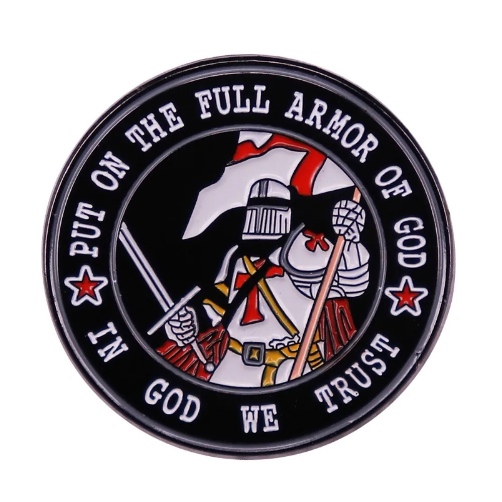 

Круглая булавка Knights Templar "PUT ON THE FULL ARMOR OF GOD IN GOD WE TRUST"
