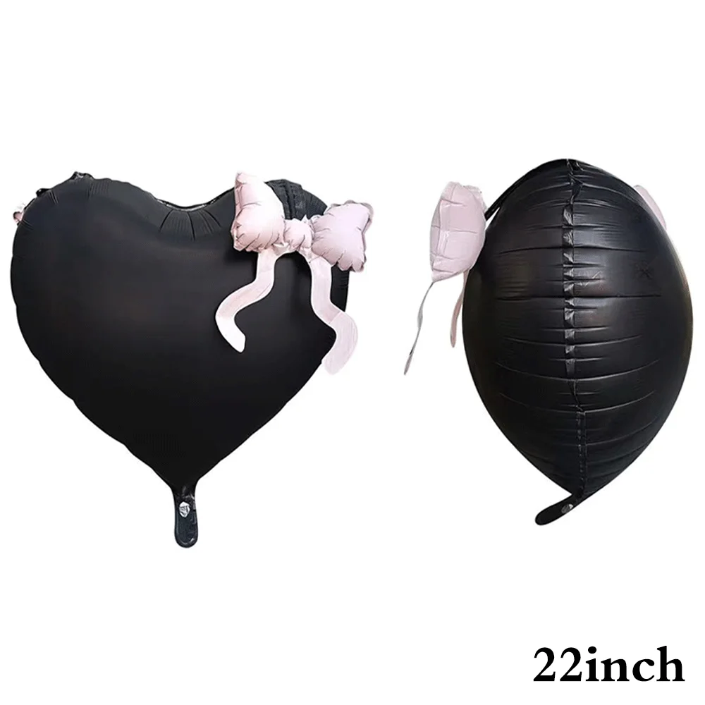 

1/2/5 шт., 22 дюйма, кокетка, черное сердце, розовый бант, воздушные шары Y2K, эстетический воздушный шар из фольги, стиль Kpop, украшения для дня рождения в готическом стиле для девочек