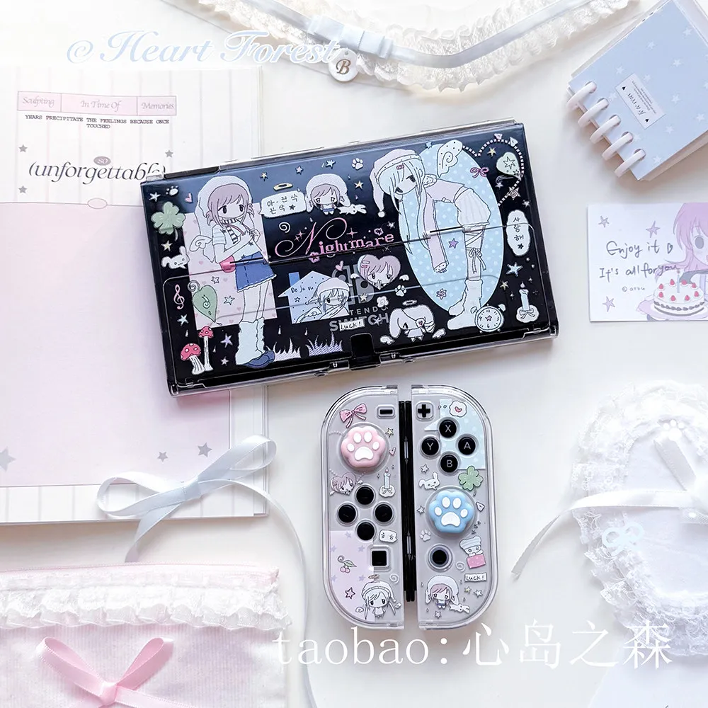 Фото Защитный чехол Heart Forest для Switch Oled Ns2 Lite, жесткий чехол Y2k, оригинальный дизайн, эстетичный принт с изображением девушки из ночного кошмара №2