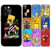 disney cute anime simpsons case for apple iphone 14 13 12 mini 11 xs pro max x xr 8 7 plus se 2020 soft tpu black phone cover