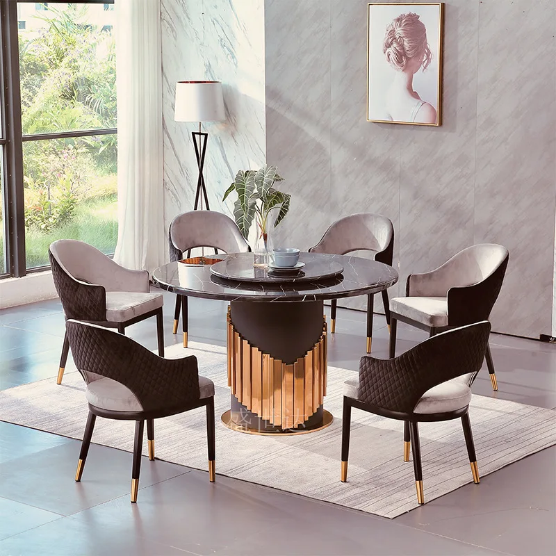 

Fashion Simple Round Table Italian Bag Turntable Table Hotel Marble Restaurant Folded Appearance General Use Is Turntable Origin
