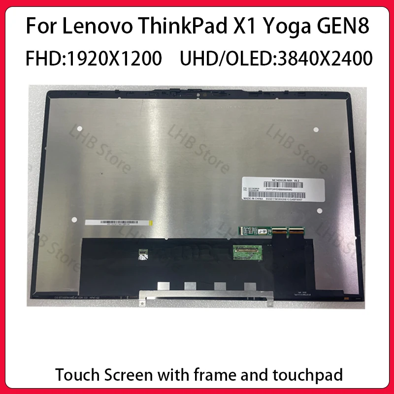 Фото Дисплейный модуль (экран) для Lenovo ThinkPad X1 Yoga 8-го поколения, сенсорный OLED WQXGA 3840/2400, 4K UHD WUXGA 1920/1200, EDP 30PIN №2