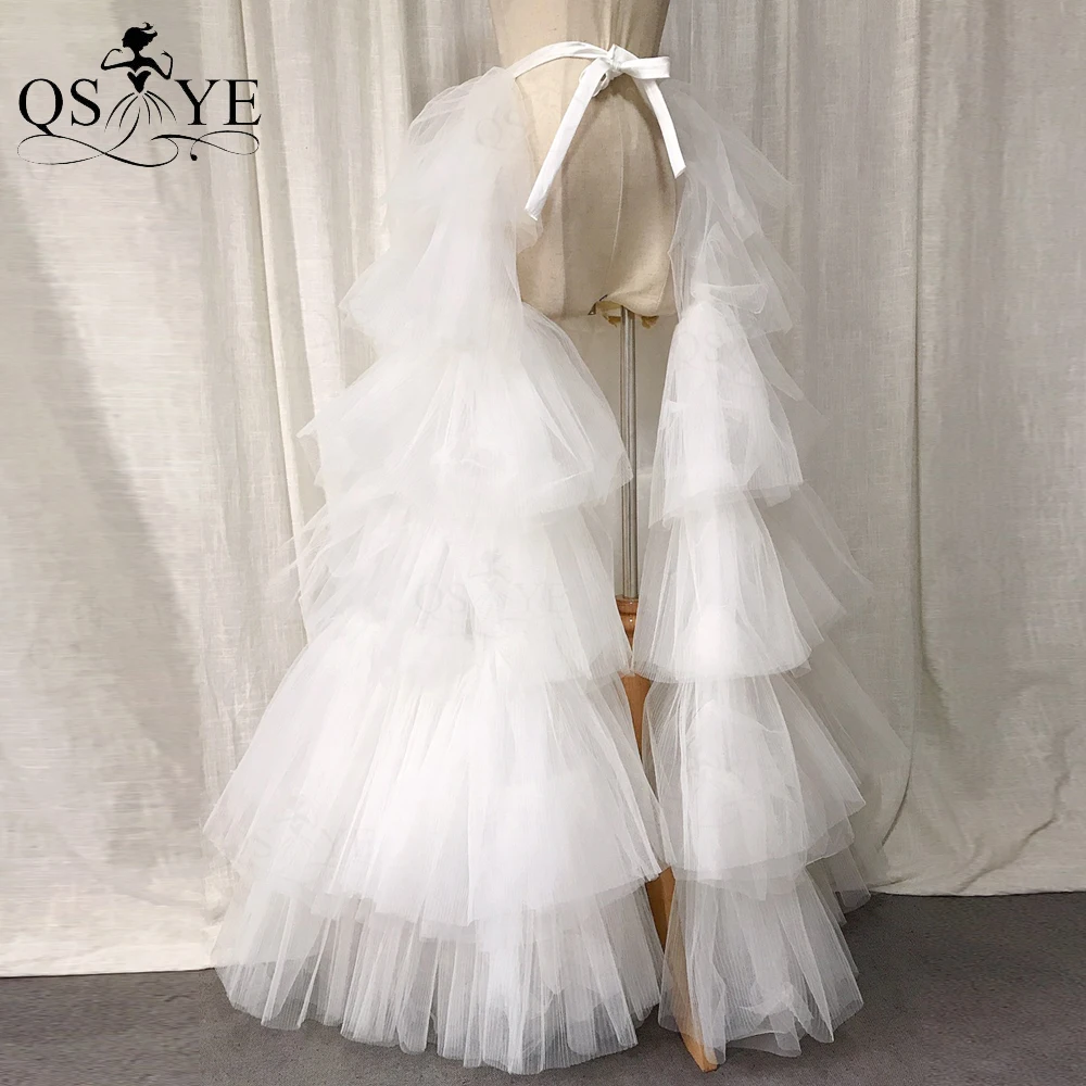 

White Detachable Tulle Overskirt Skirt Ruffles Layers Waist Bridal Overlay Wedding Skirt Long Tulle Over Maxi Party Skirt Train