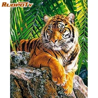 ruopoty frame new arrival diamond embroidery tiger 5d diamond painting kit animal cross stitch sale wall decoration