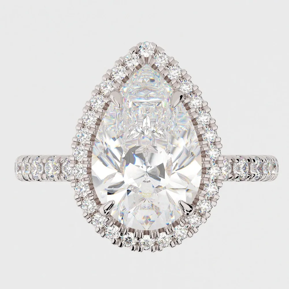 jovovasmile Moissanite Wedding Ring 14k White Gold 3carat 7x11mm Crushed Ice Hybrid Pear Cut Fashion Jewelry For Women Bague