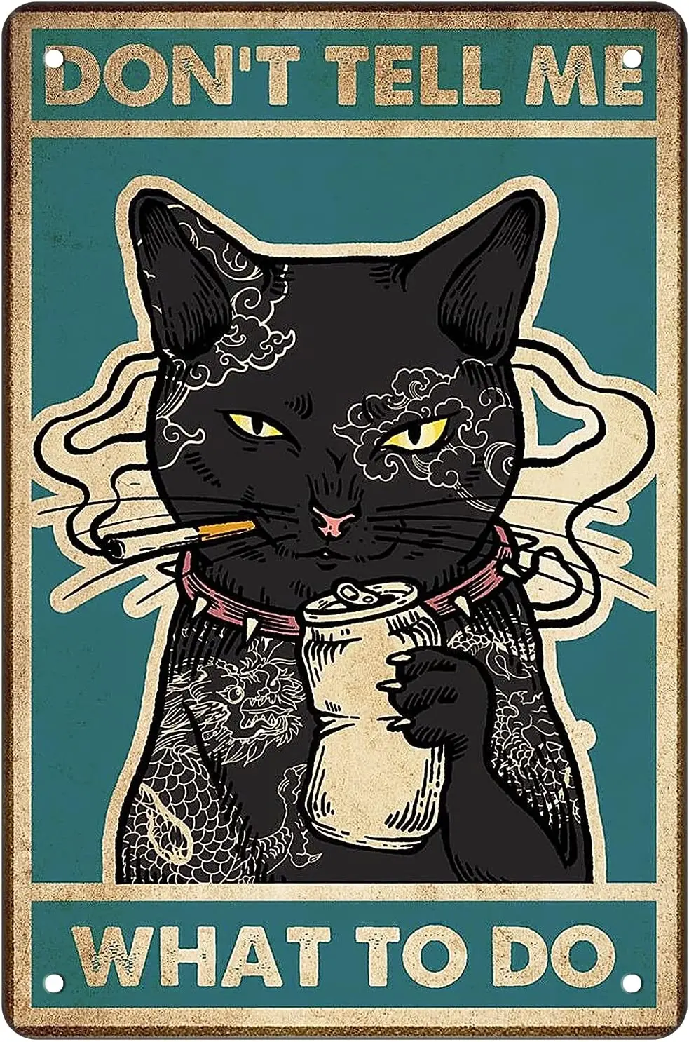 

Забавный Черный кот для влюбленных подарки винтажный Настенный декор Черный кот металлический жестяной знак-не скажите мне, что мне делать-...