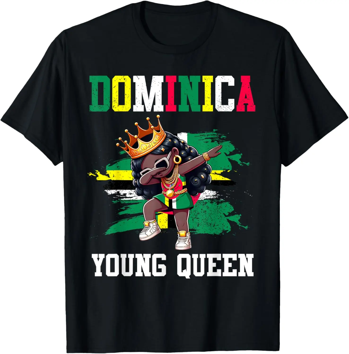 Футболка с флагом Доминика Young Queen Dominician Girl Proud