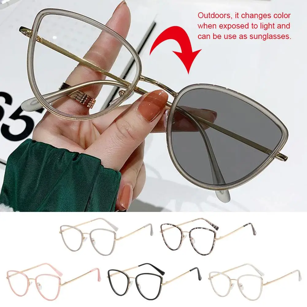 

Metal Cat Eye Sunglasses Ferrule Flat Mirror Female Anti Art Light European Eyeglass American Fashion Retro Blue Frame And T9J6