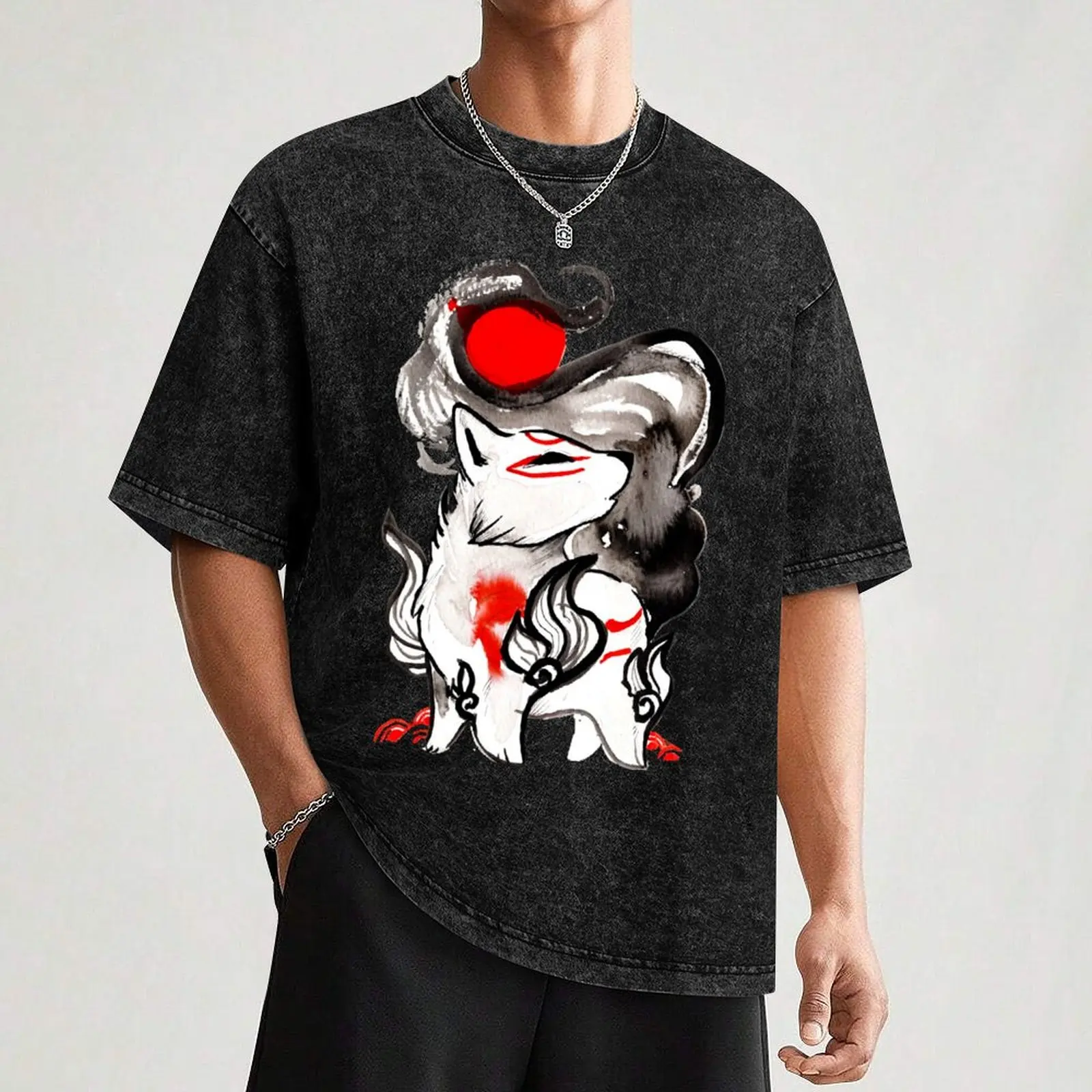 Футболка Fansart Okami Amaterasu II винтажная рубашка с аниме дешевые вещи мужские винтажные