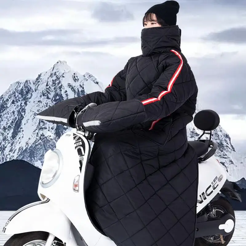 

Windproof Winter Motorcycle Leg Lap Apron Cover Quilt Cold Windbreaker With Reflective Strips Windshield Quilt Handlebar Gloves