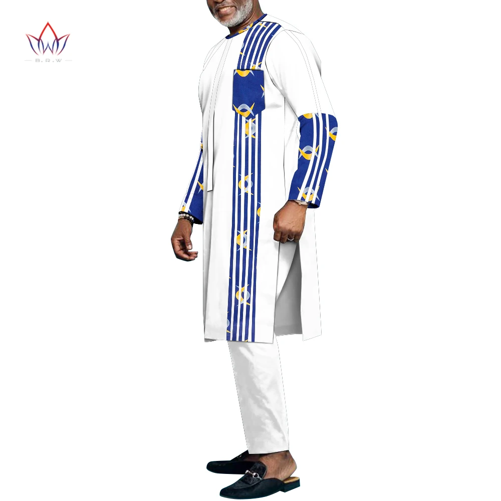 Hip Hop Robe African Men's Shirts and Pants Bazin Riche 2 Piece of Sets Africa Men Clothing Dashiki Outfits Costume Wyn1558