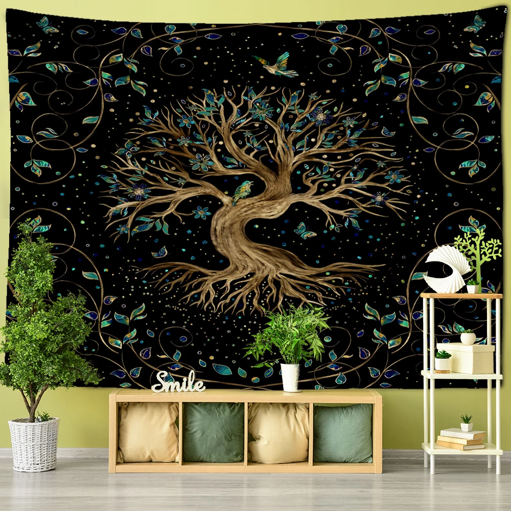 

Tree of Life Background Cloth Tapestry Psychedelic Vintage Room Decor Polyester Fabric Printed Bohemian Wall Hanging Home Decor