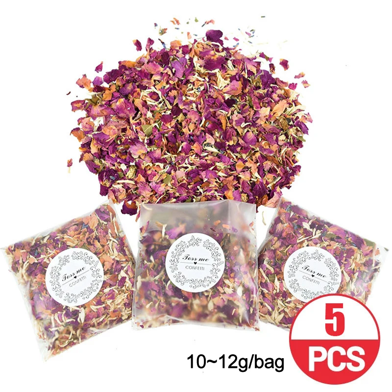 

5Packs Natural Wedding Confetti Biodegradable Dried Flower Rose Petals Floral Bridal Shower Birthday Party Wedding Decoration