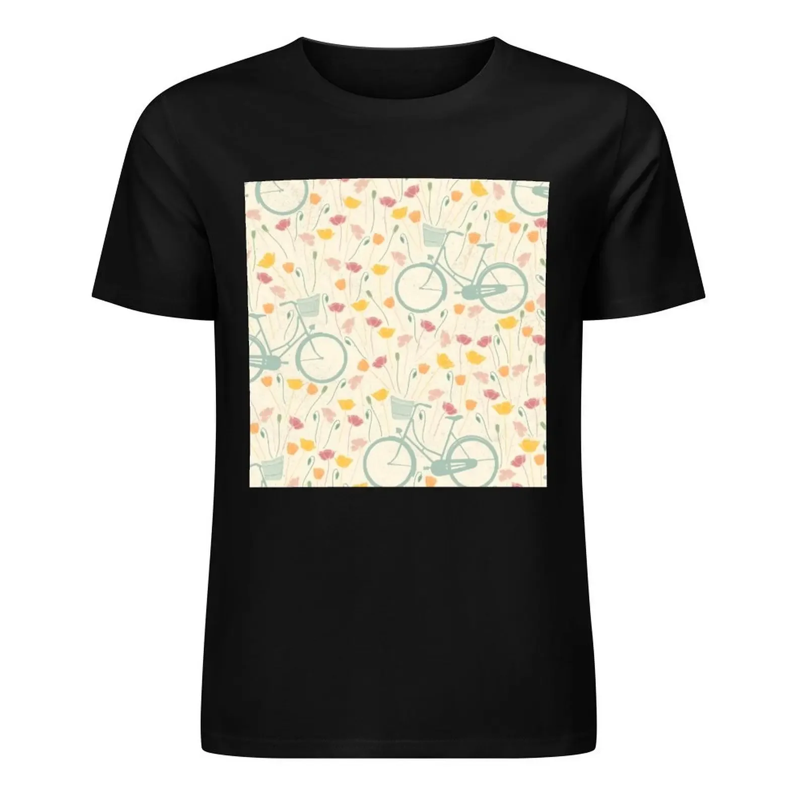 Футболка мужская с рисунком велосипедов и цветов хлопковая рубашка в стиле аниме