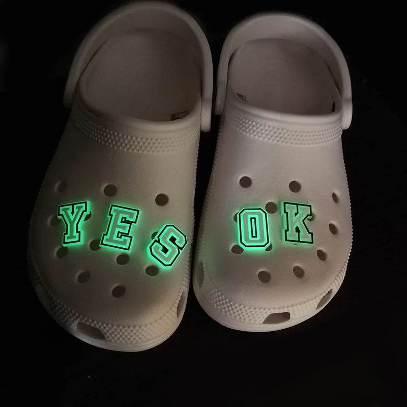 1pcs Letters Numbers Glowing in Dark Shoe Charm Accessories Alphabet Light Up Clog Charm Decoration for Croc Shoes Wholesale