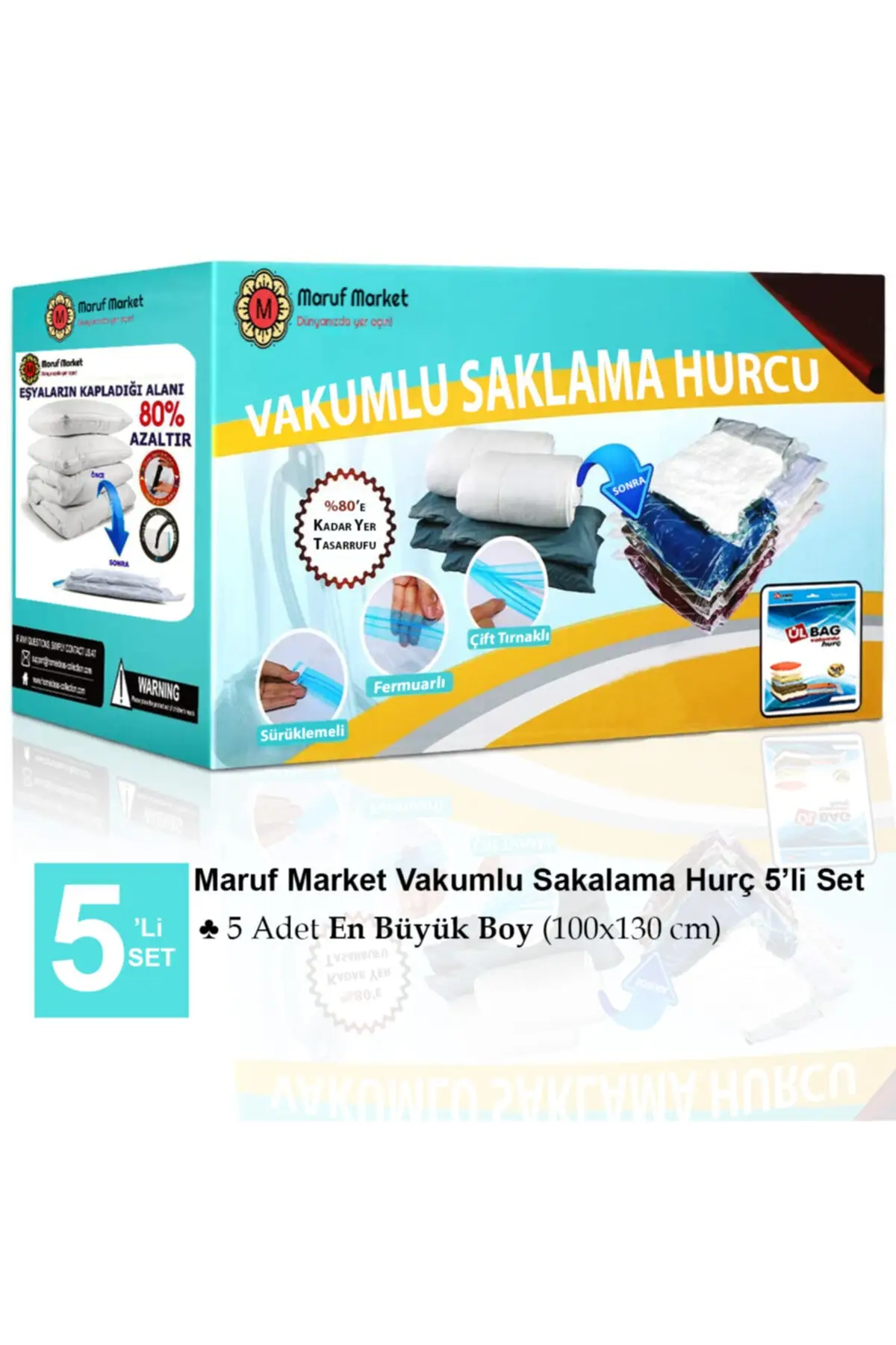 

Набор вакуумных пакетов Marufmarket из 5 стеганых одеял и матрасов 100x см (самый большой размер)