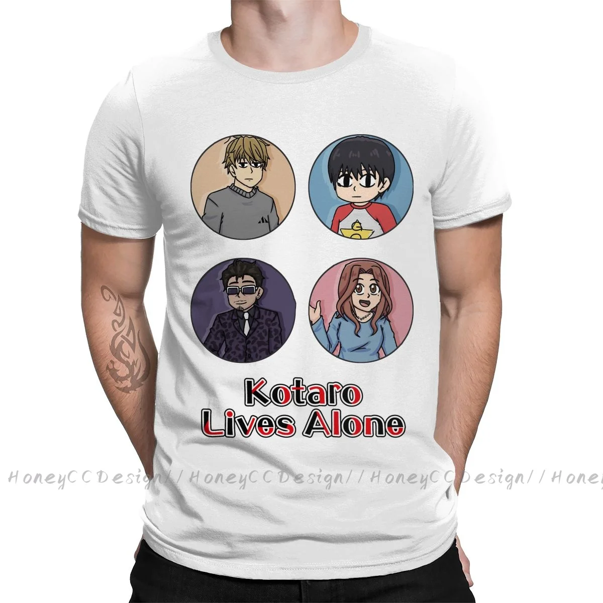 

Kotaro Lives Alone Print Cotton T-Shirt Camiseta Hombre Kotaro Sato For Men Fashion Streetwear Shirt Gift