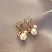love heart earring fashion luxury pearl pendant earring for women 2022 new trendy korean creative crystal drop jewelry giffts