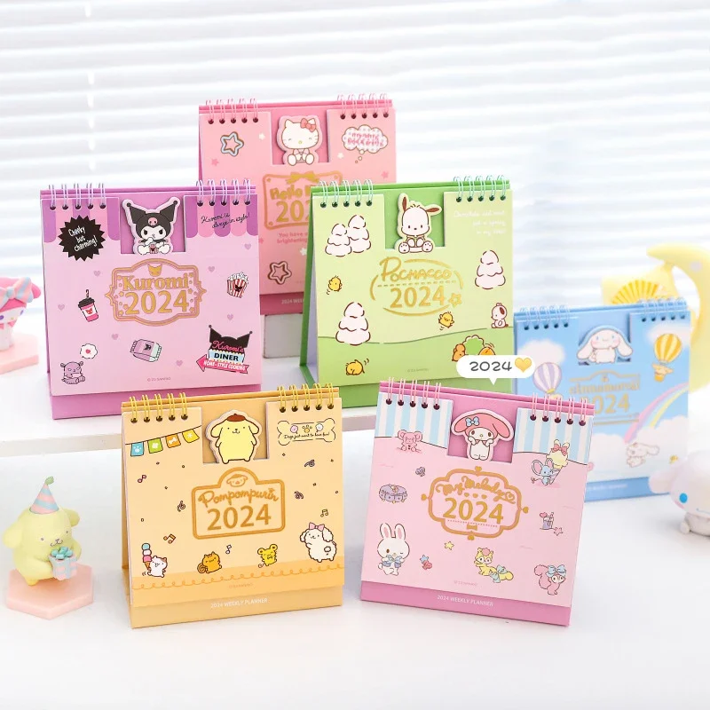 

Sanrio 2024 календарь Cinnamoroll Kuromi Hello Kitty трехмерный Аниме Высокое качество косплей милый Настольный календарь для детей Подарки