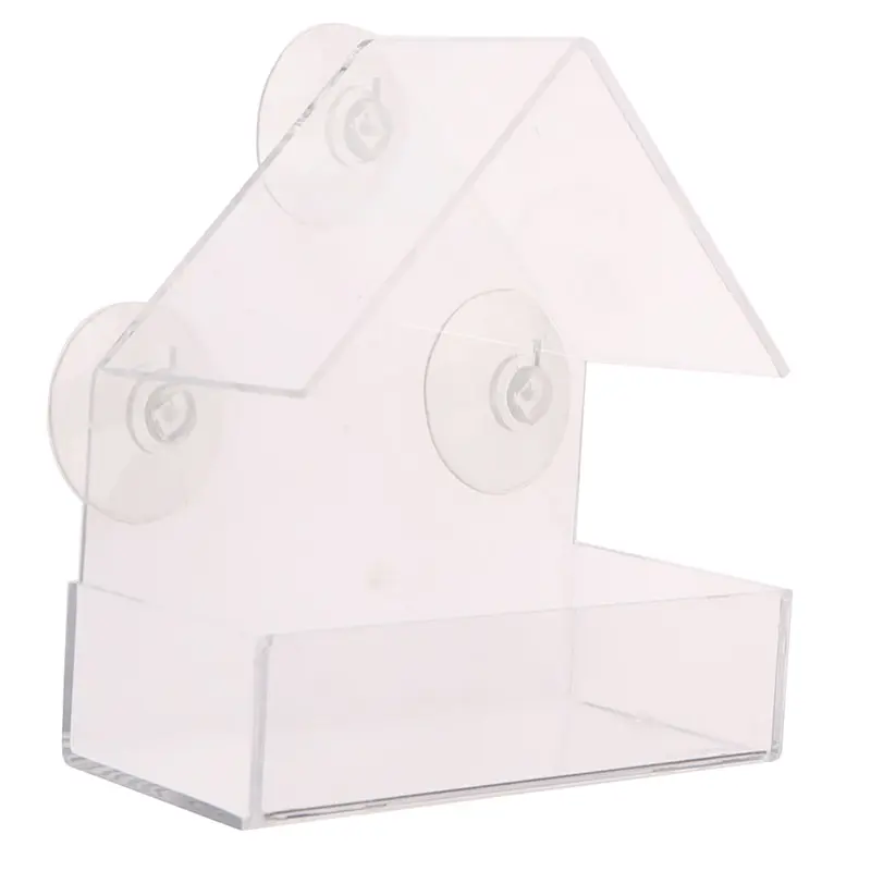 Acrylic Transparent Window Viewing Bird Feeders Tray Birdhou