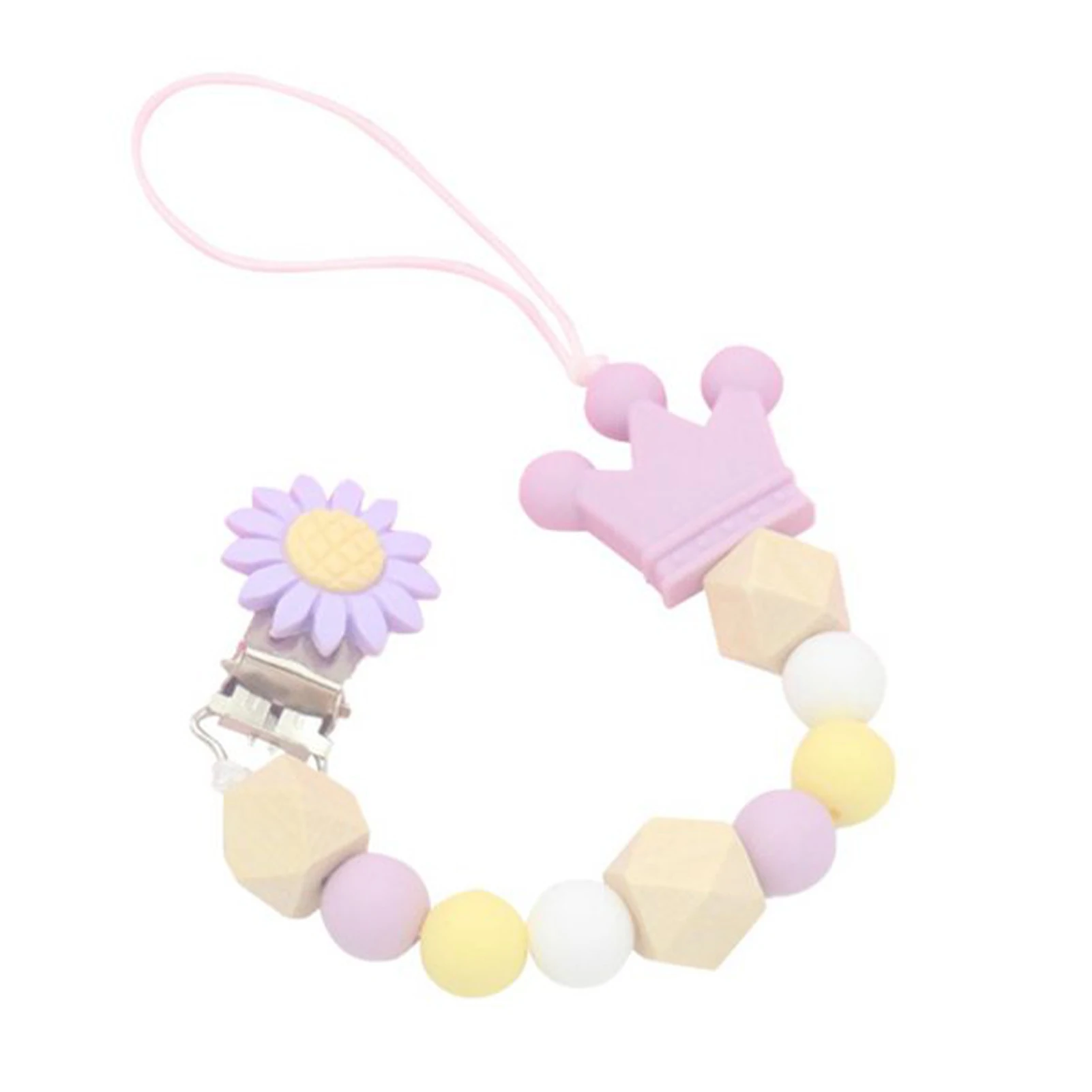 

Teething Relief Pacifier Clip Reusable Feeding Anti Lost Gift Soft Silicone Beads Practical Accessories Baby Girls Soother Chain