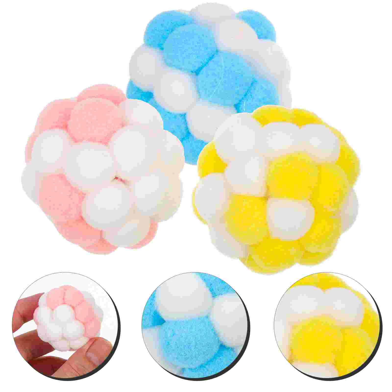 

Cat Toyballs Plush Toys Crinkle Bell Chewing Interactive Kitten Sparkle Pet Chew Squeaky Indoor Teaserdiversion Self