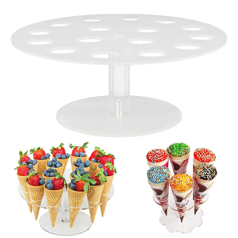 

6/16 Holes Acrylic Transparent Ice Cream Stand Cake Cone Stand Holder Wedding Buffet Food Display Stand Baking Kitchen Tools