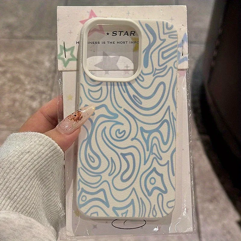 Фото Модный мягкий чехол для iPhone с синим линейным узором: для моделей 17 Air, XS Max, XS, XR, X, 17 Pro Max, 16, 15, 14, 11 Pro Max, 13, 12 №1