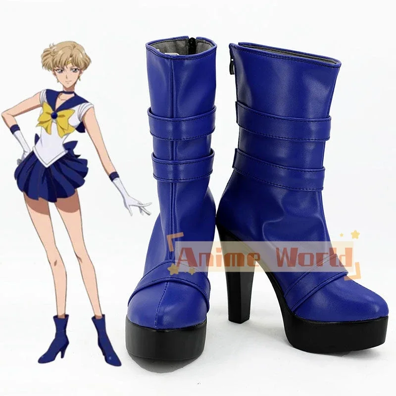 Sailor Uranus Haruka tenou обувь для косплея Хэллоуин карнавальные сапоги на заказ