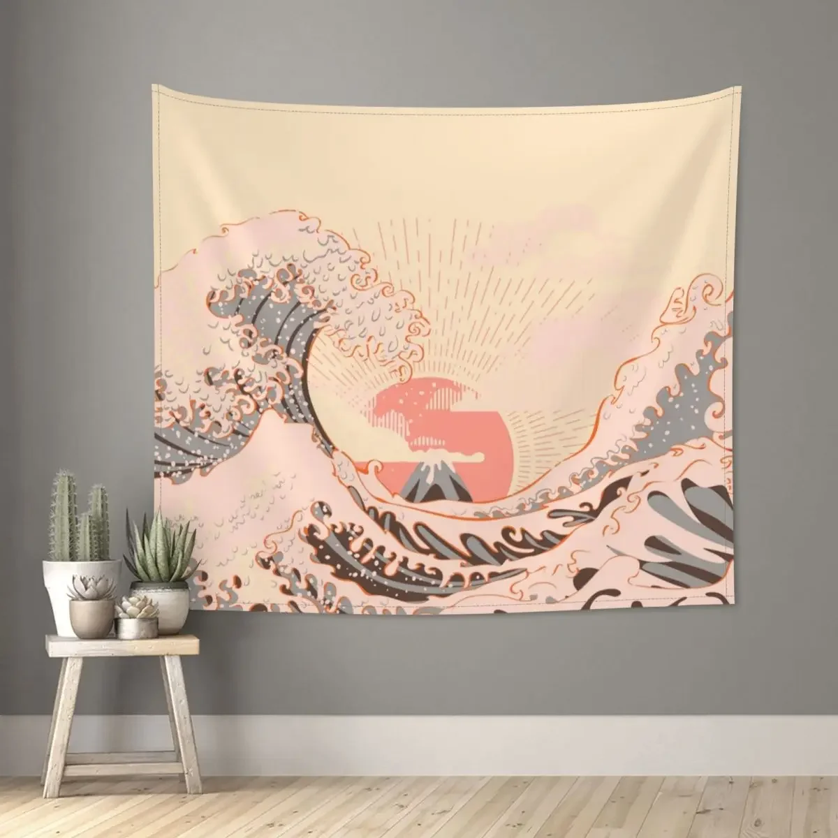 

Гобелен The Great Wave Off Kanagawa At Sunrise, настенный подвесной гобелены в стиле хиппи, гора Fuji, богемный плед, плед, одеяло, Настенный декор