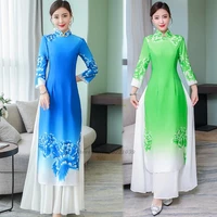 2022 woman chiffon aodai vietnam traditional clothing ao dai vietnam dress women dresses improved cheongsam oriental dress