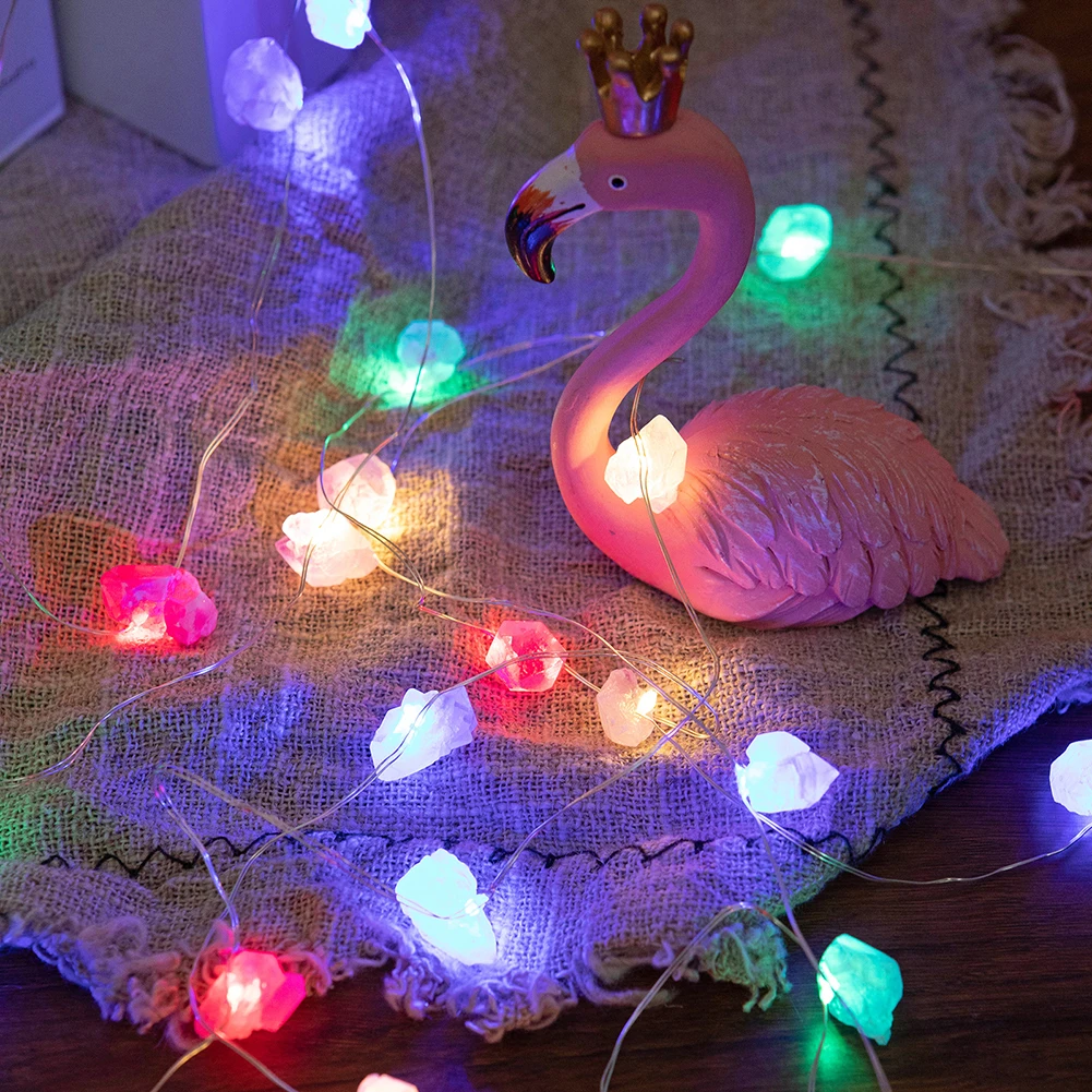 

Natural Amethyst Crystal Stones String Lights 30LED Garland for Valentines Holiday Birthday Party Decoration