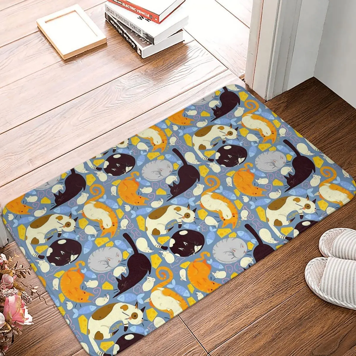 

Противоскользящий кухонный коврик с рисунком кошки и мыши, домашний декор