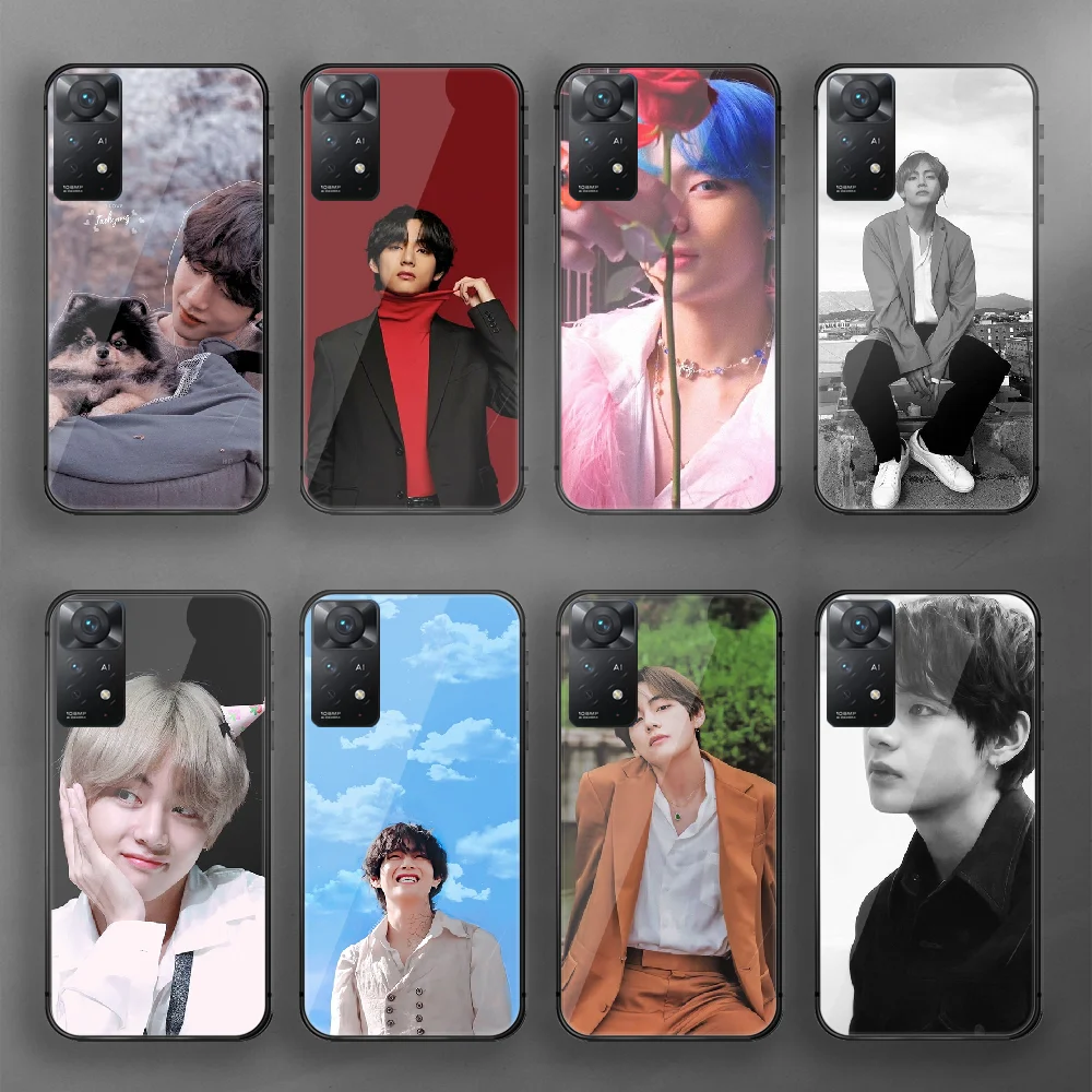 

Bang V Kim Tae Hyung Tan Kpop Tempered Glass Phone Case Cover For Xiaomi Redmi Note 7 8 9 10 11 12 S Pro Plus 5G 9C 10C