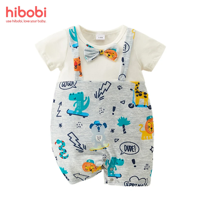 

Детский комбинезон hibobi с коротким рукавом и принтом животных