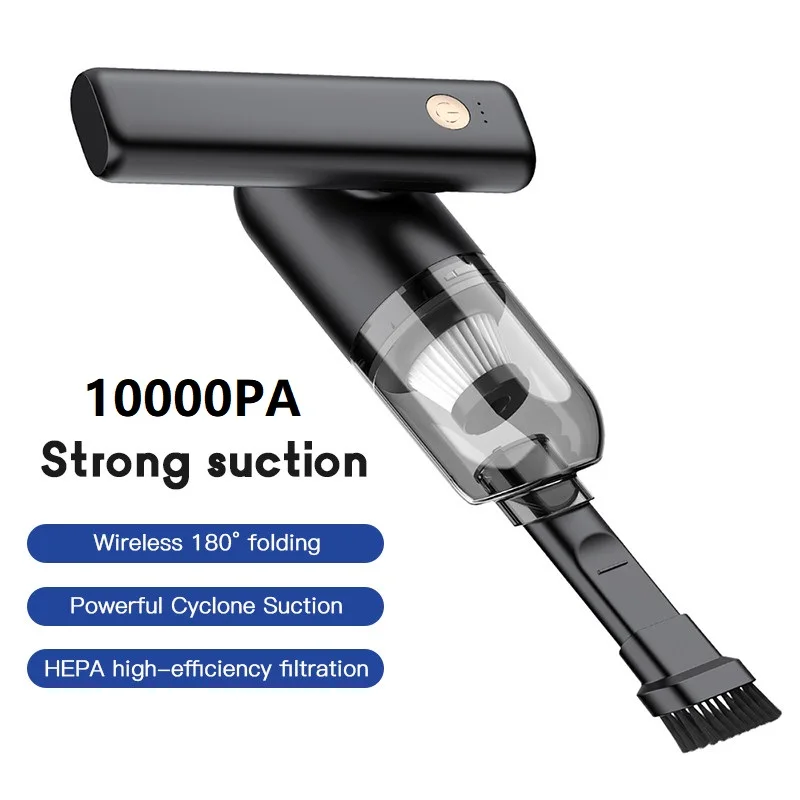 

10000PA Wireless Car Vacuum Cleaner Strong Suction Folding Mini Vacuum Cleaner LED Light Rechargeable Car Interior Accessories