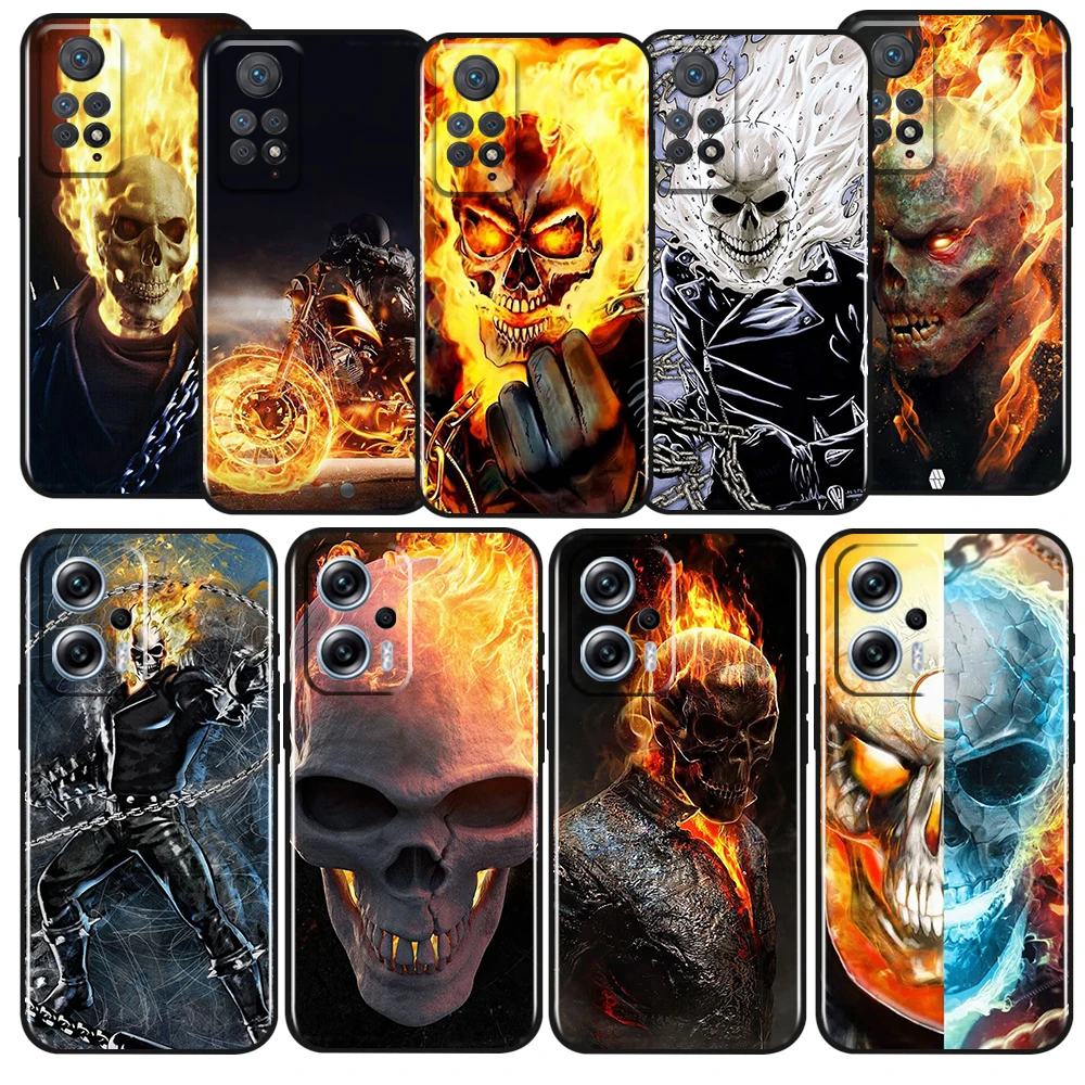 

Marvel Ghost Rider For Xiaomi Redmi Note 12 11 11T 11S 10 10T 9 8 7 6 5 Pro Plus 5G 4G Silicone Black Phone Case