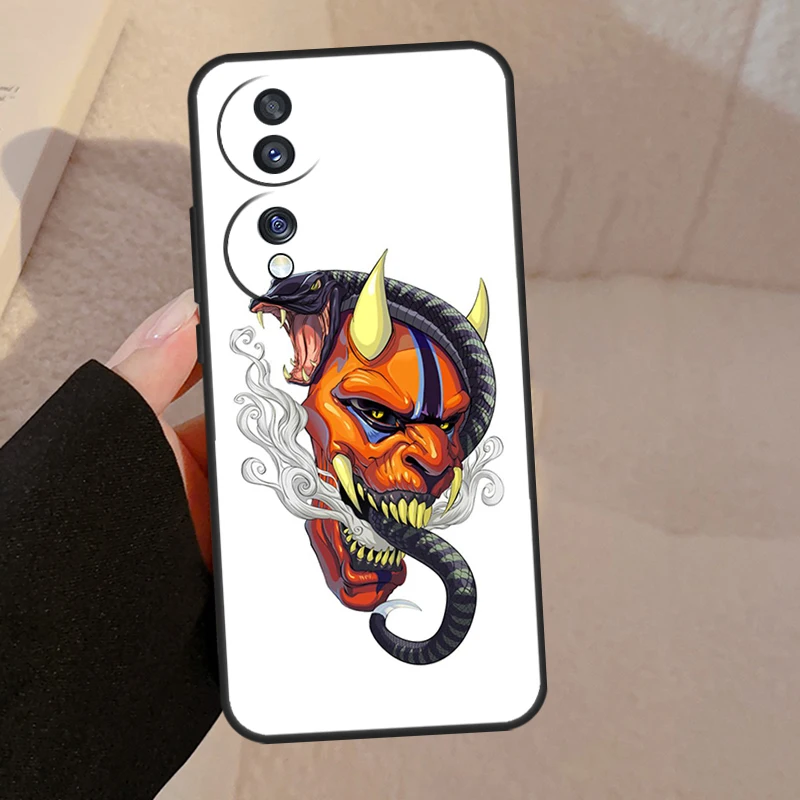 Фото Японская маска демона Они Ханья для чехлов Honor Magic 8 7 6 5 Lite, Honor 400 Pro 200 50 70 90 X8c X8b X9d X9b X9c Win RT №4