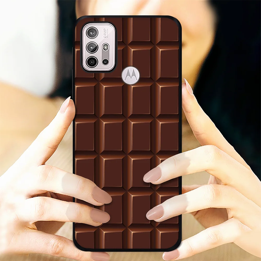 funny chocolate phone case for motorola moto e7 plus g30 g50 g60 2021 stylus g play e20 edge 20lite pro fusion protection shell free global shipping