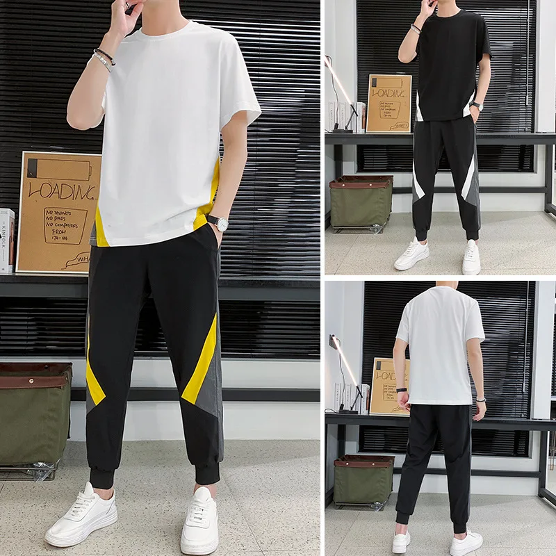 

Summer New Men's Sports Suit TrendyTT-shirt Trousers Young Students Korean Style Leisure Suit