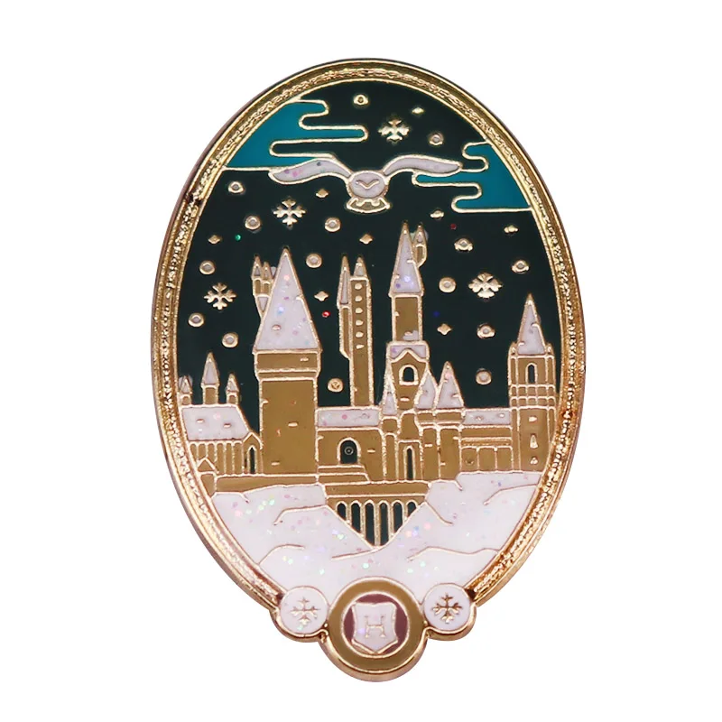 

Wizarding World Magical Snowy Night Owl Enamel Brooch Pin Jacket Lapel Metal Pins Brooches Badges Exquisite Jewelry Accessories