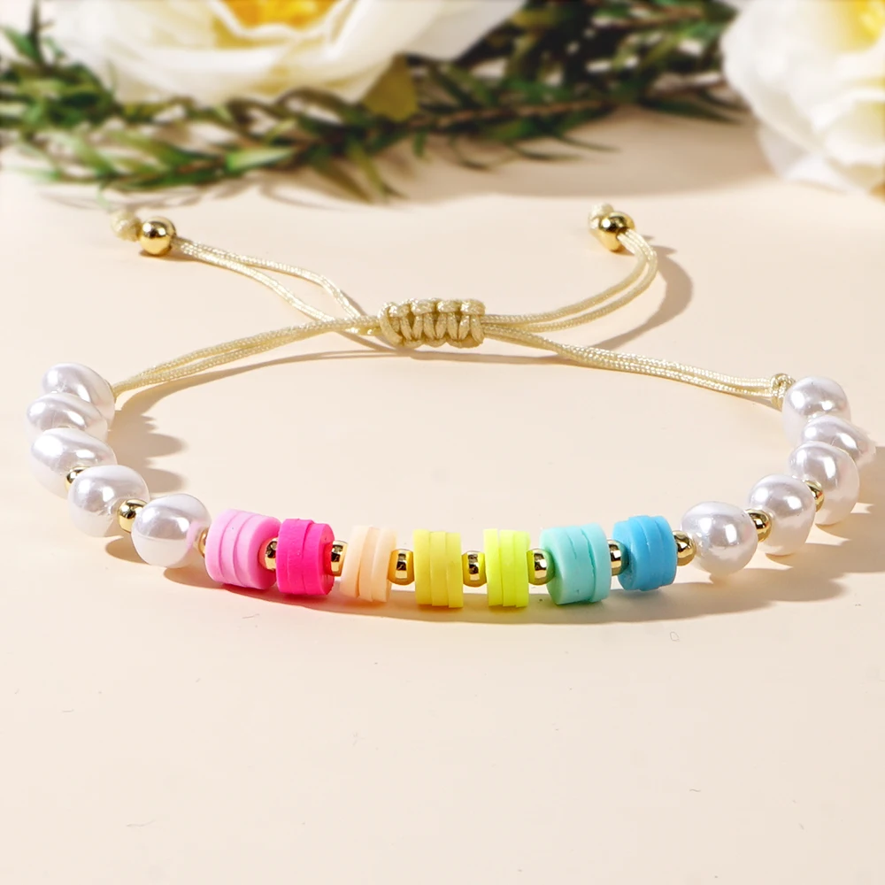 1 шт. медный браслет с бусинами и из глины Heishi новинка 2024 Штабелируемая цепочка