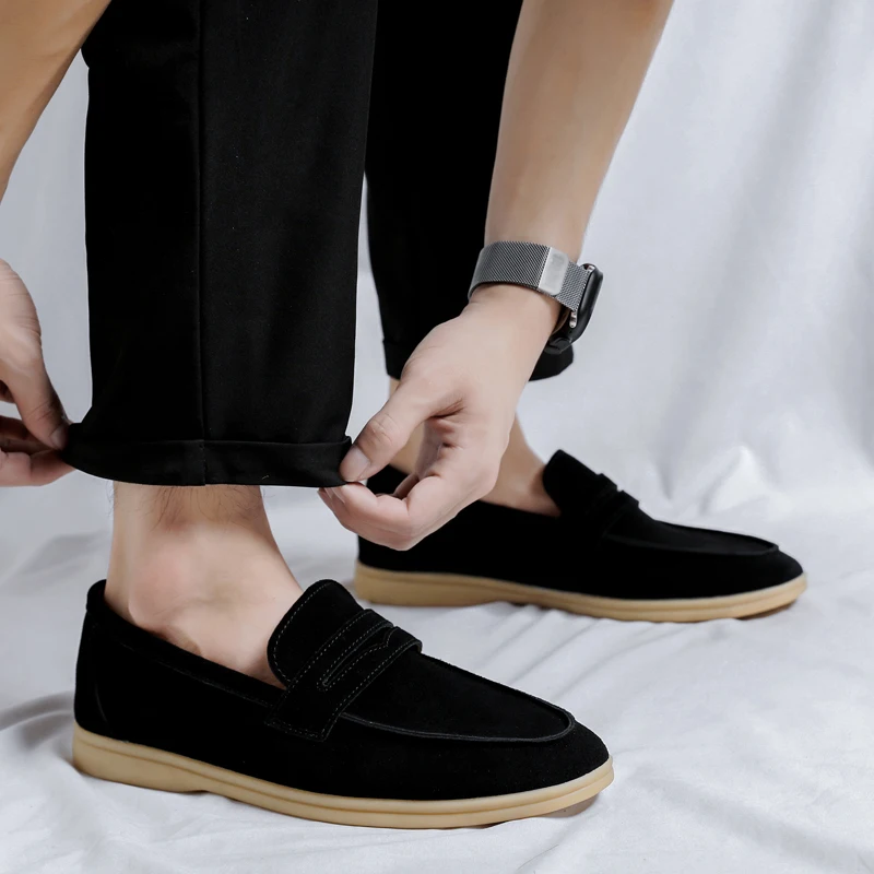 

Men Casual Shoes Luxury Brand Genuine Leather Loafers Shoes Soft Bottom Moccasins Italian Lightweight Driving Shoes Lazy Shoes