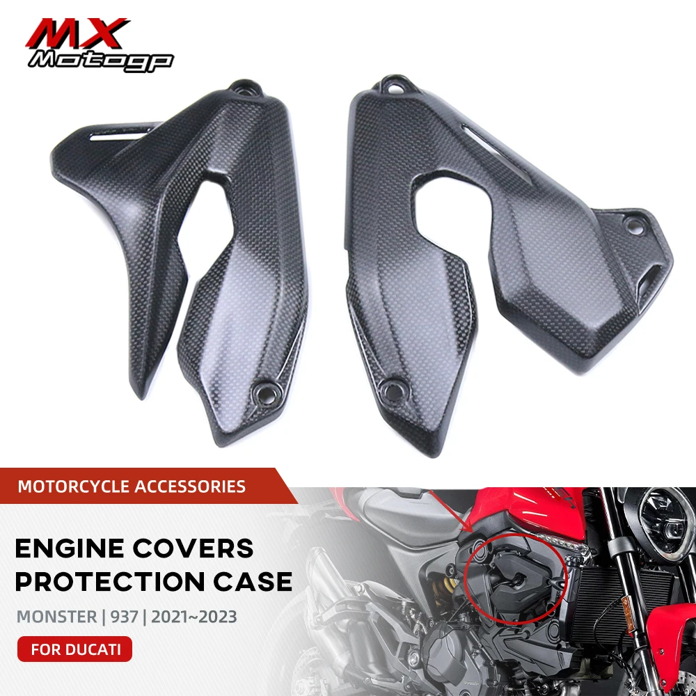 

Motorcycle Carbon Fiber Engine Covers Protection Case For DUCATI Monster 937 2021 2022 2023 Motocross Engine Cam Fairing Kit
