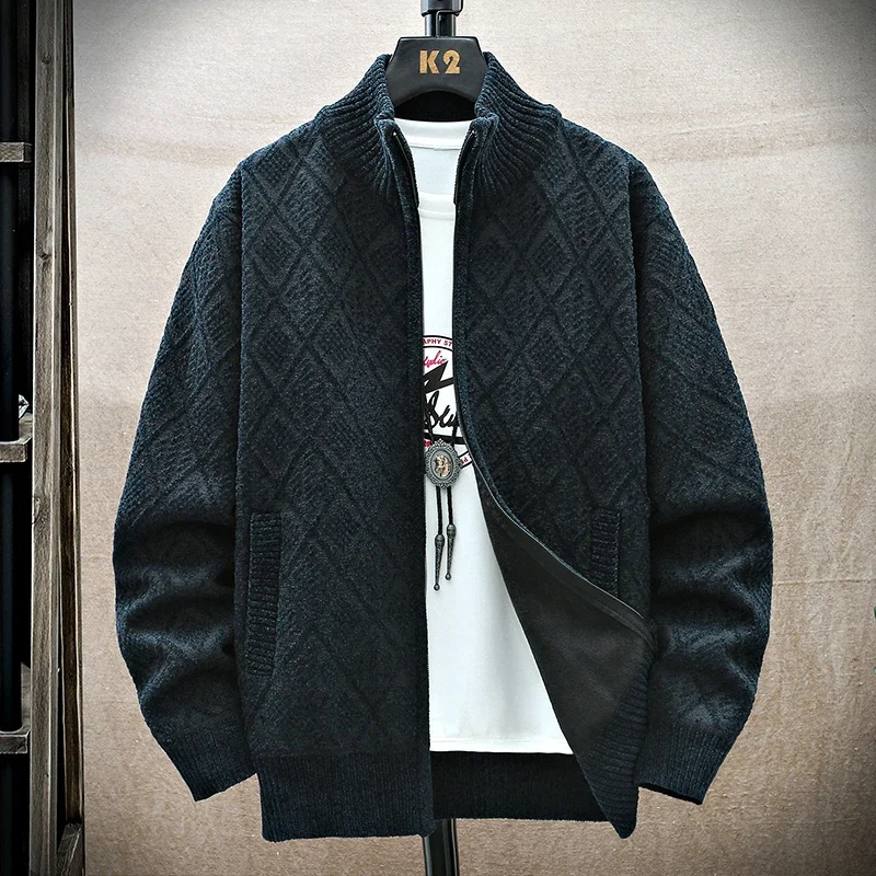 Мужской кардиган вязаный свитер пальто 2024 осень-зима теплая утолщенная