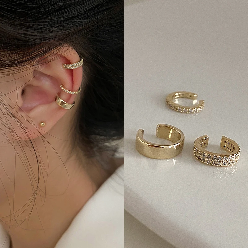 

New Delicate Zircon Cute Clip Earrings Female Buckle Ear Cuff No Piercings Fake Cartilage Ear for Women 2022 Fashion Jewelry