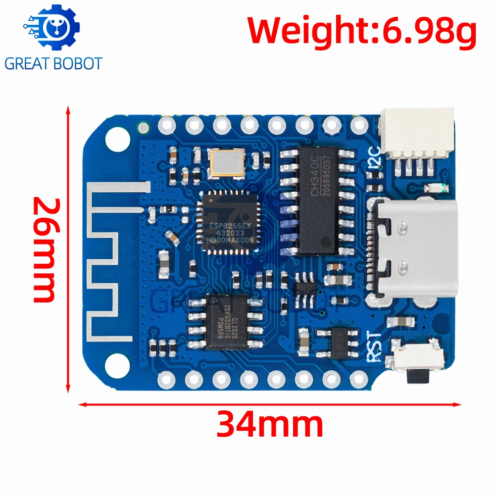Фото Для WEMOS D1 Mini V4.0.0 TYPE-C USB WIFI Плата Интернета вещей на базе ESP8266 4 МБ MicroPython Nodemcu для Arduino, совместимая №2